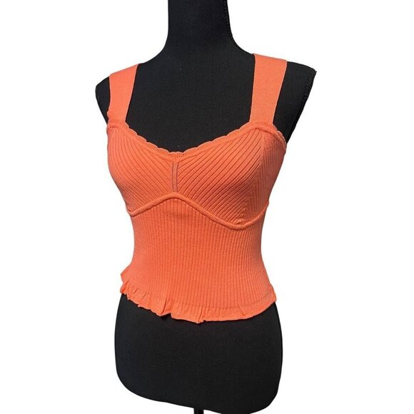 ONE GREY DAY SWEETHEART NECKLINE TANK TOP CORAL COLOR, Y2K PREPPY BEACH RESORT - Picture 3 of 8